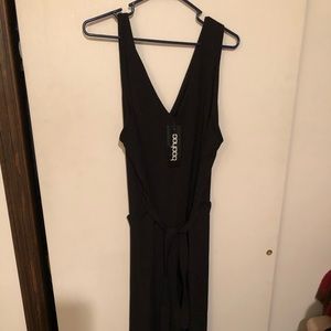 Black one piece jump suit with belt-size 16